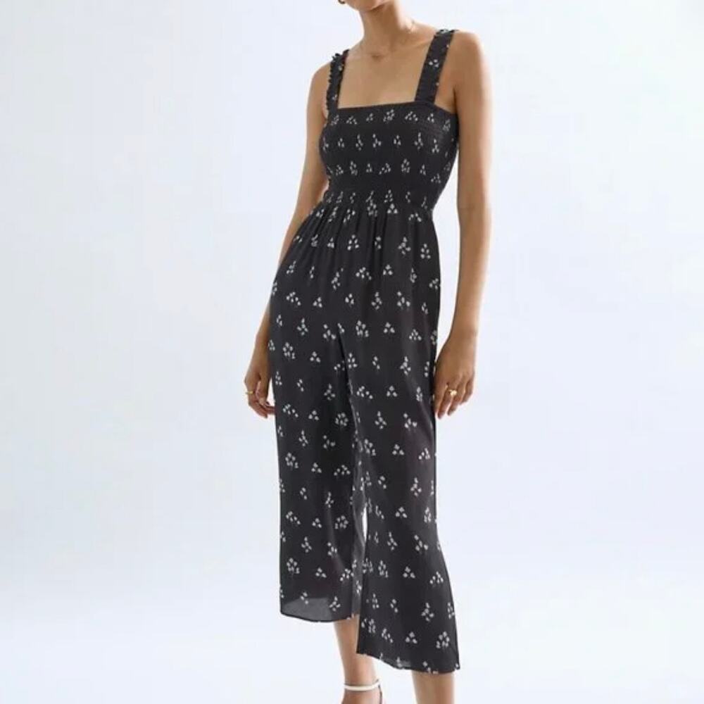 Aritzia Wilfred Chianti Jumpsuit - Black with White Florals - Size XS